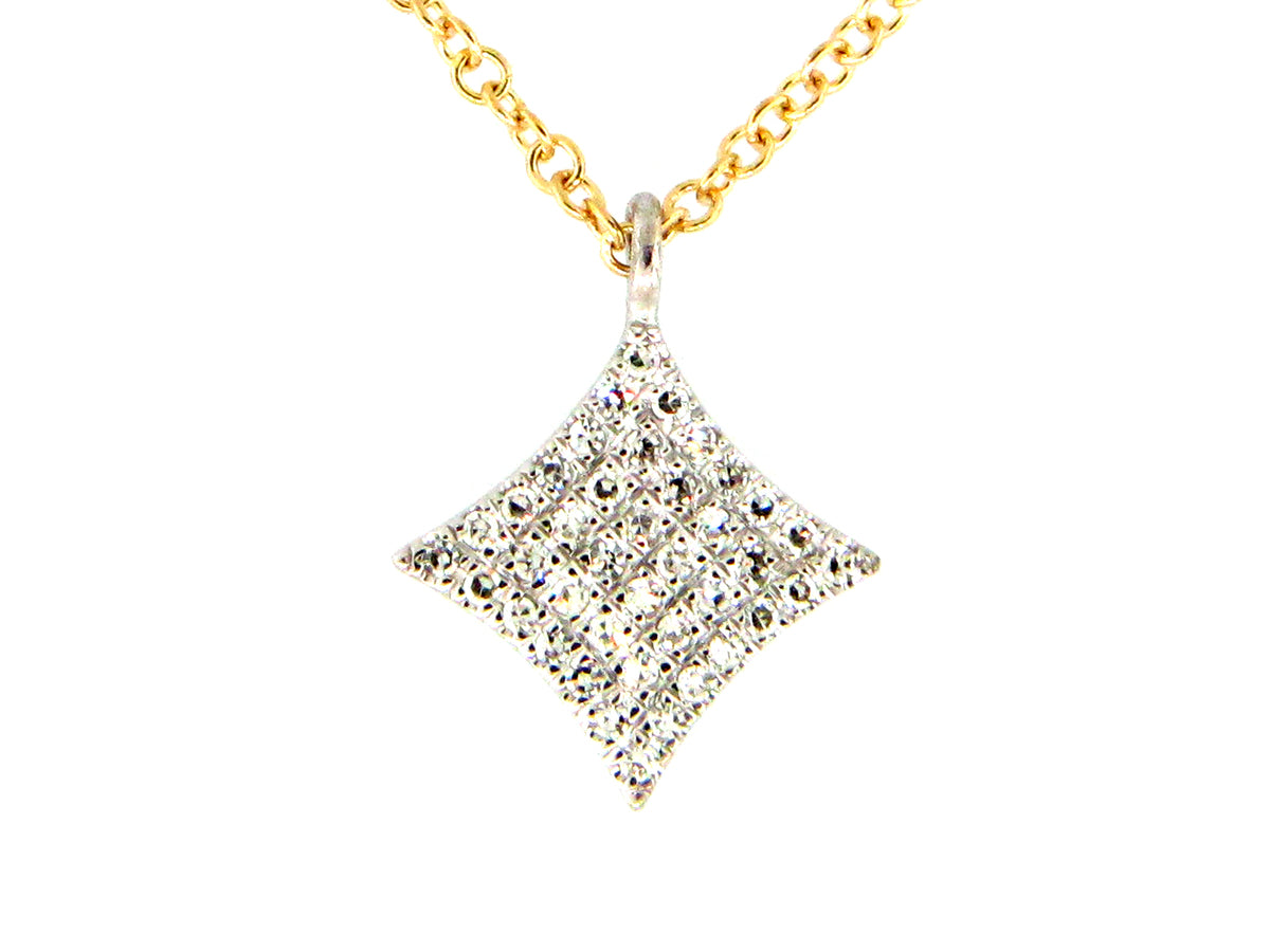 DIAMOND 4 POINT STAR PENDANT NECKLACE,18" BOLO CHAIN, 14KWY (N)