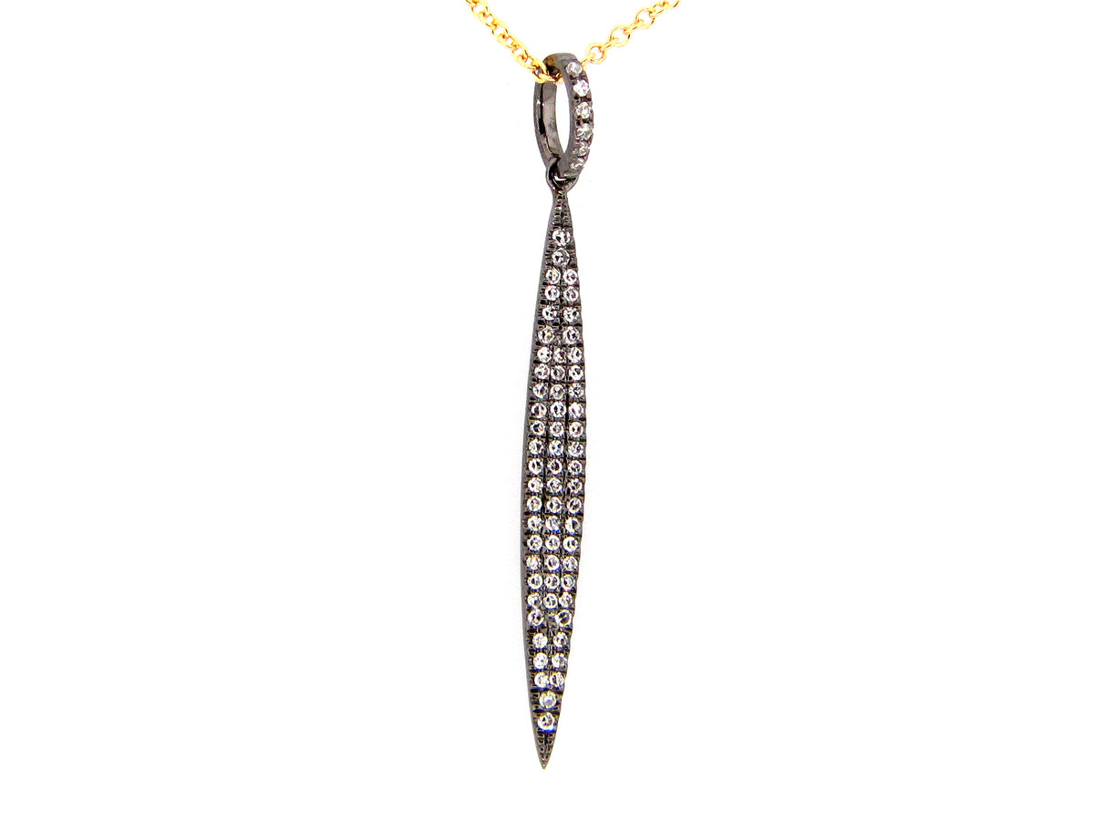 DIAMOND PENDANT, 14K BLACK FINISH/ YELLOW CHAIN (N)
