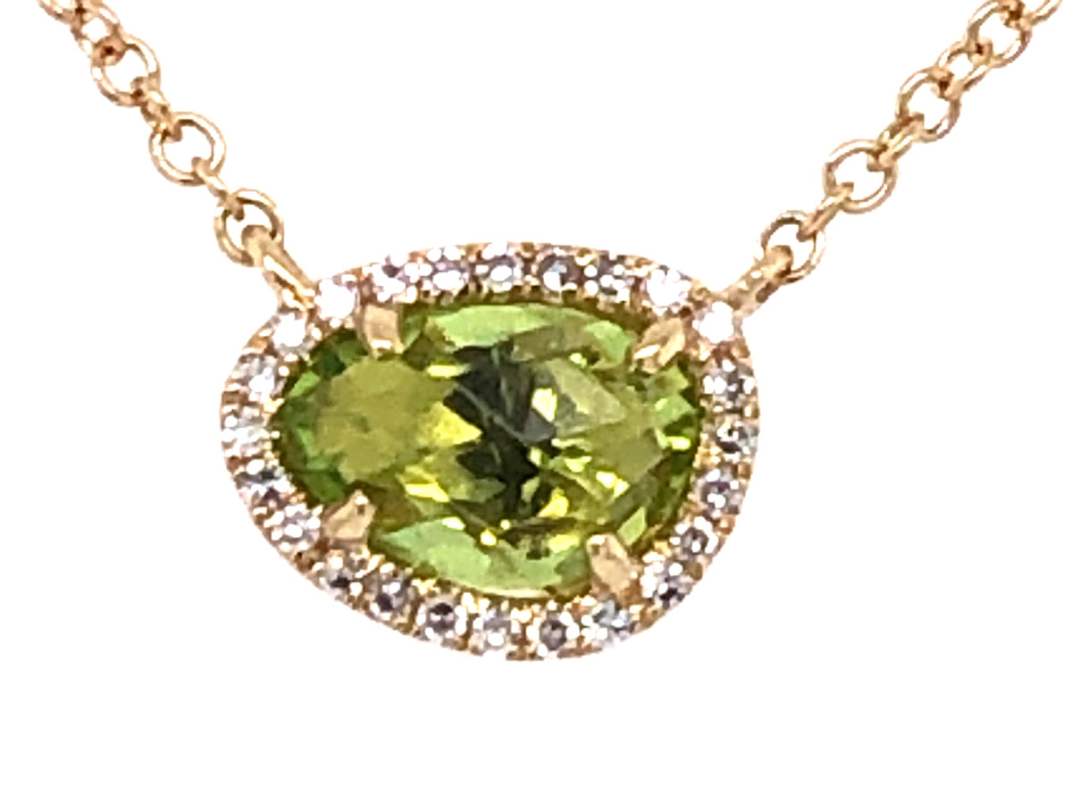 PERIDOT & DIAMOND PENDANT NECKLACE, 18"/17"/16"