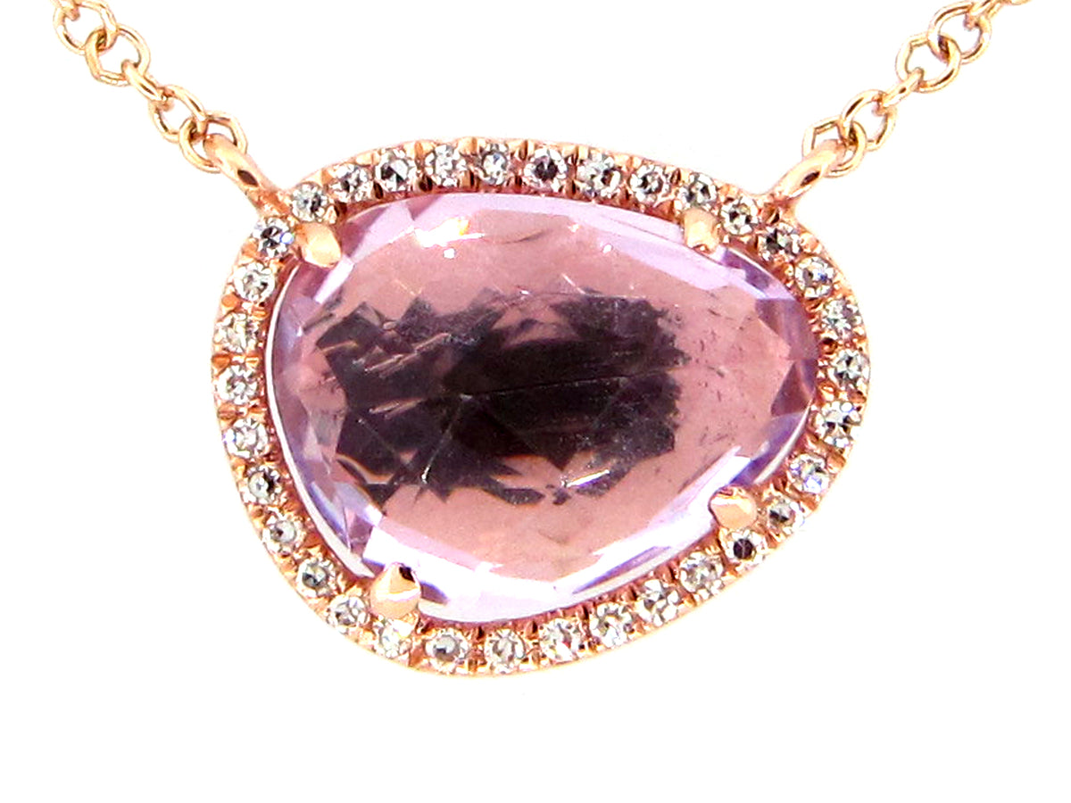 PINK AMETHYST & DIAMOND PENDANT NECKLACE