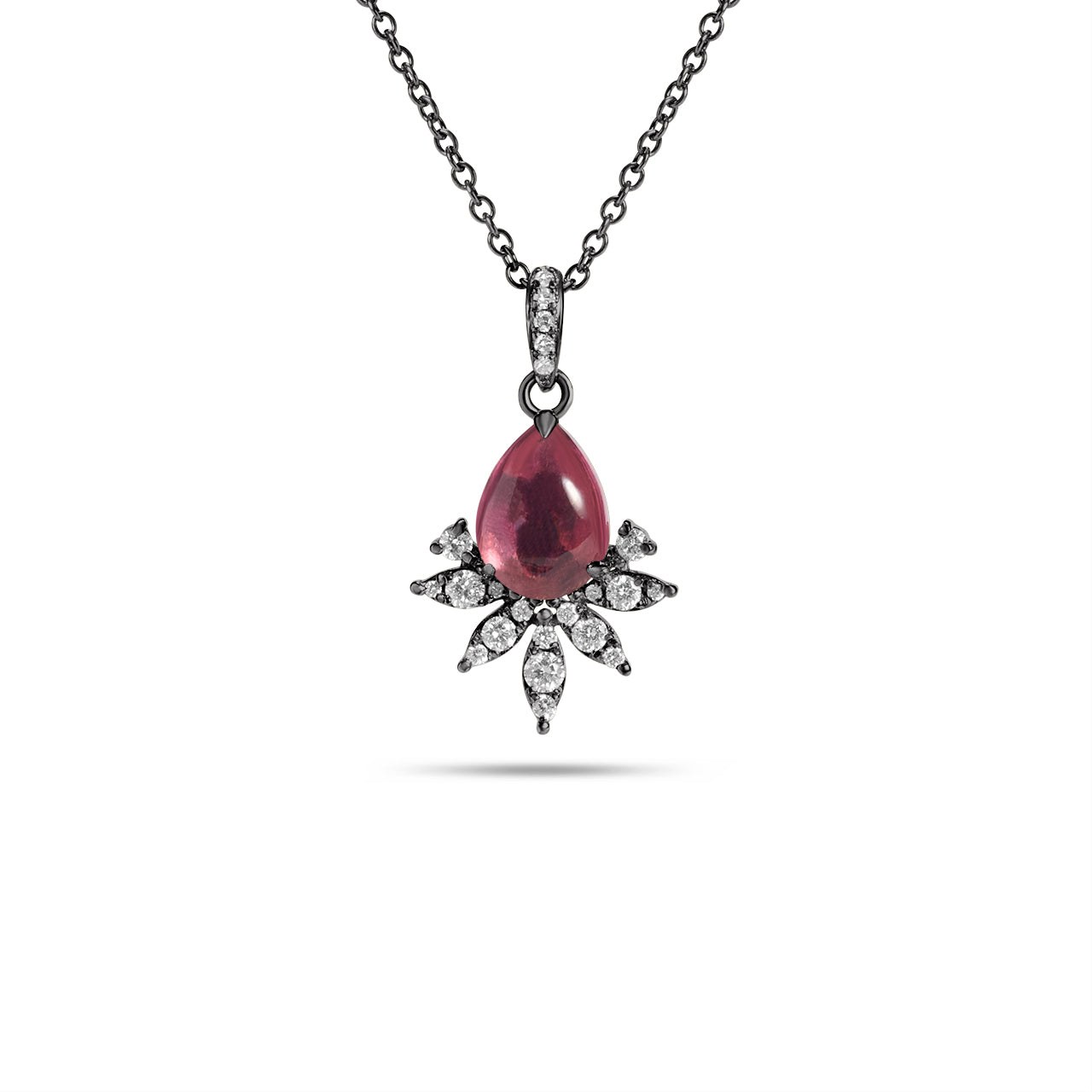 Pink Tourmaline & Diamond Budding Necklace