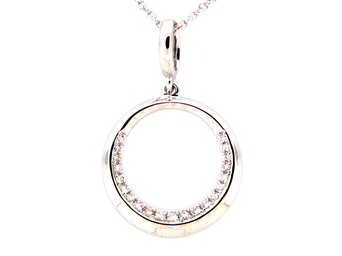 DIAMOND CIRCLE PENDANT,14KW (N)