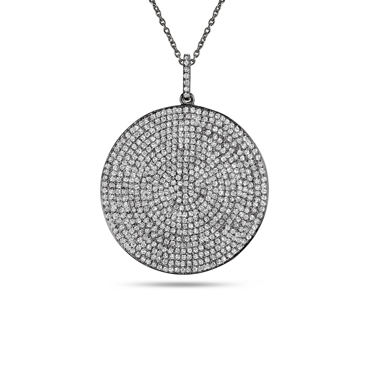 Diamond Pave 25mm Disc Necklace