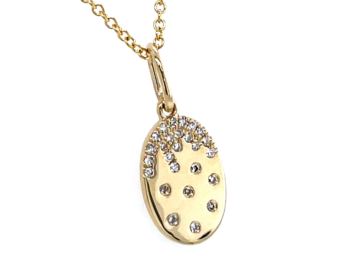 DIAMOND OVAL CONFETTI PENDANT, 11.8X8.5MM, 18"/16"