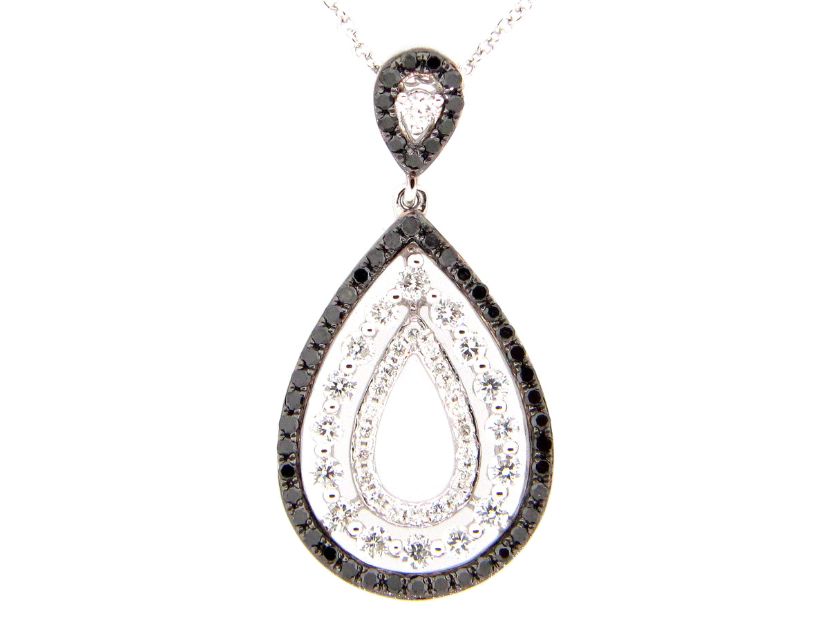 BLACK & WHITE DIAMOND PENDANT, 14KW (R/N)