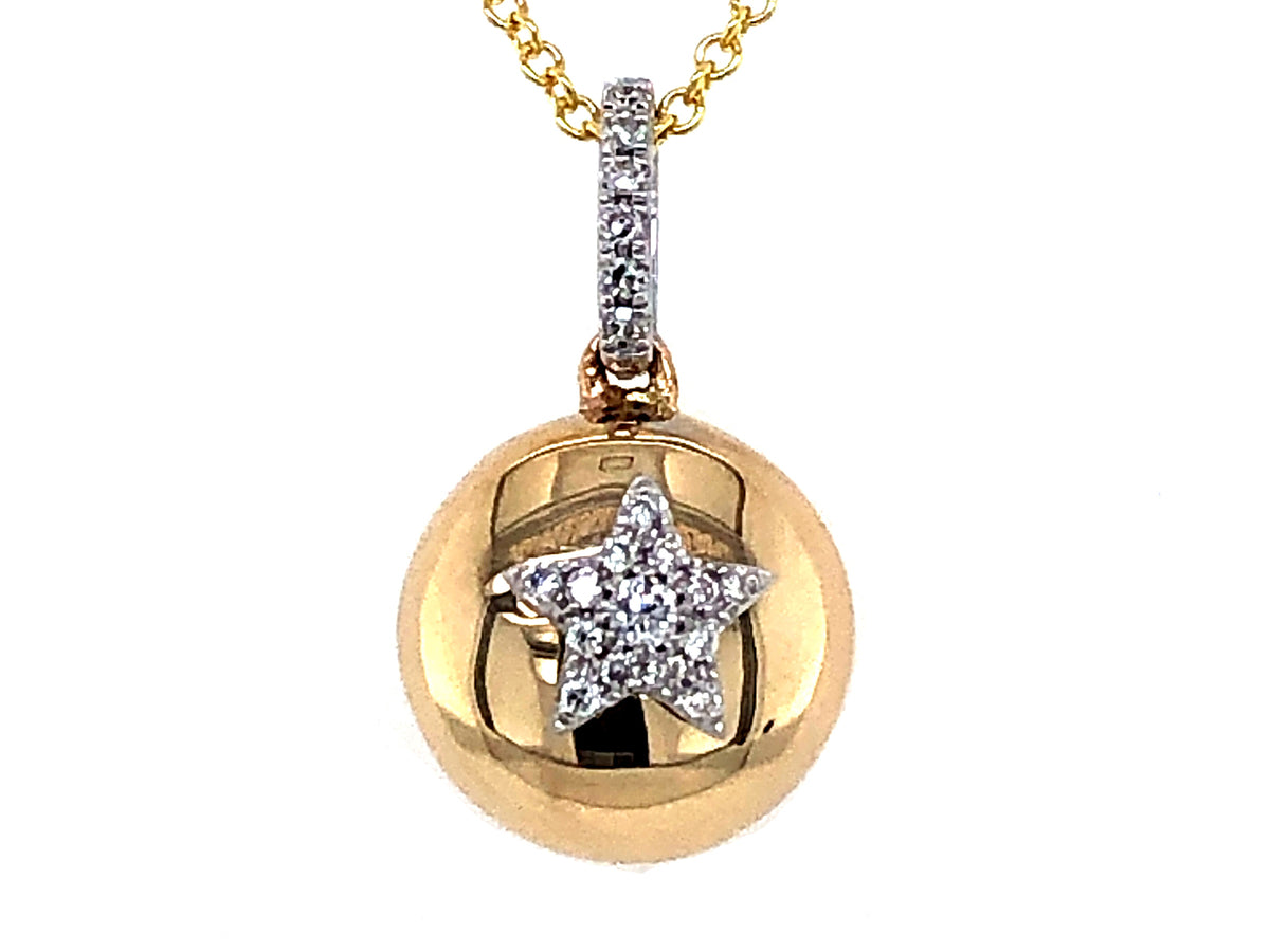 DIAMOND STAR BALL PENDANT, 14KWY (N)
