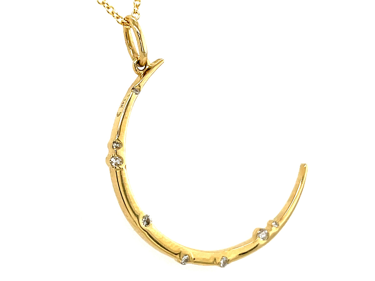 DIAMOND CRESCENT MOON PENDANT, 18" CHAIN