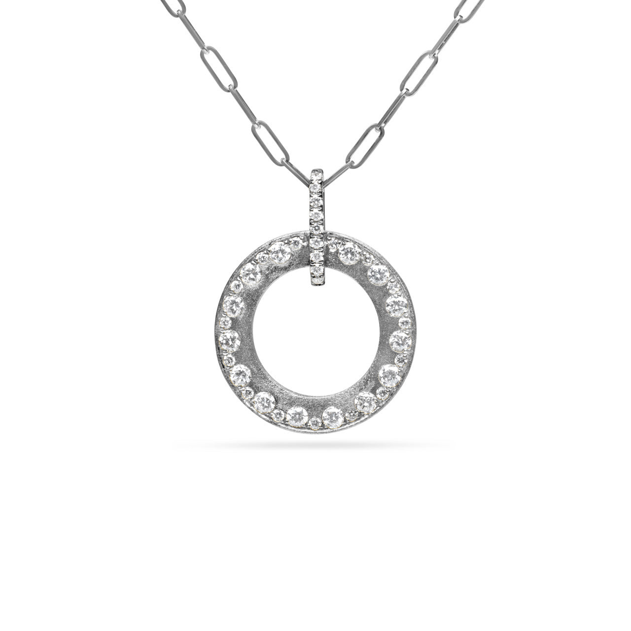 Diamond Alternating Flush 16mm Circle Necklace