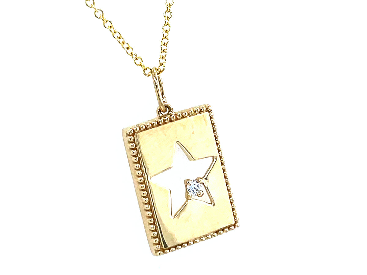 DIAMOND STAR CUTOUT TAG PENDANT