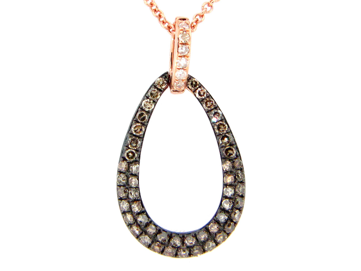 BROWN & WHITE DIAMOND PENDANT, 14KR (N)