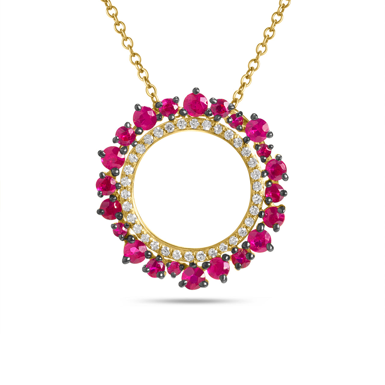 Ruby & Diamond Circle Necklace