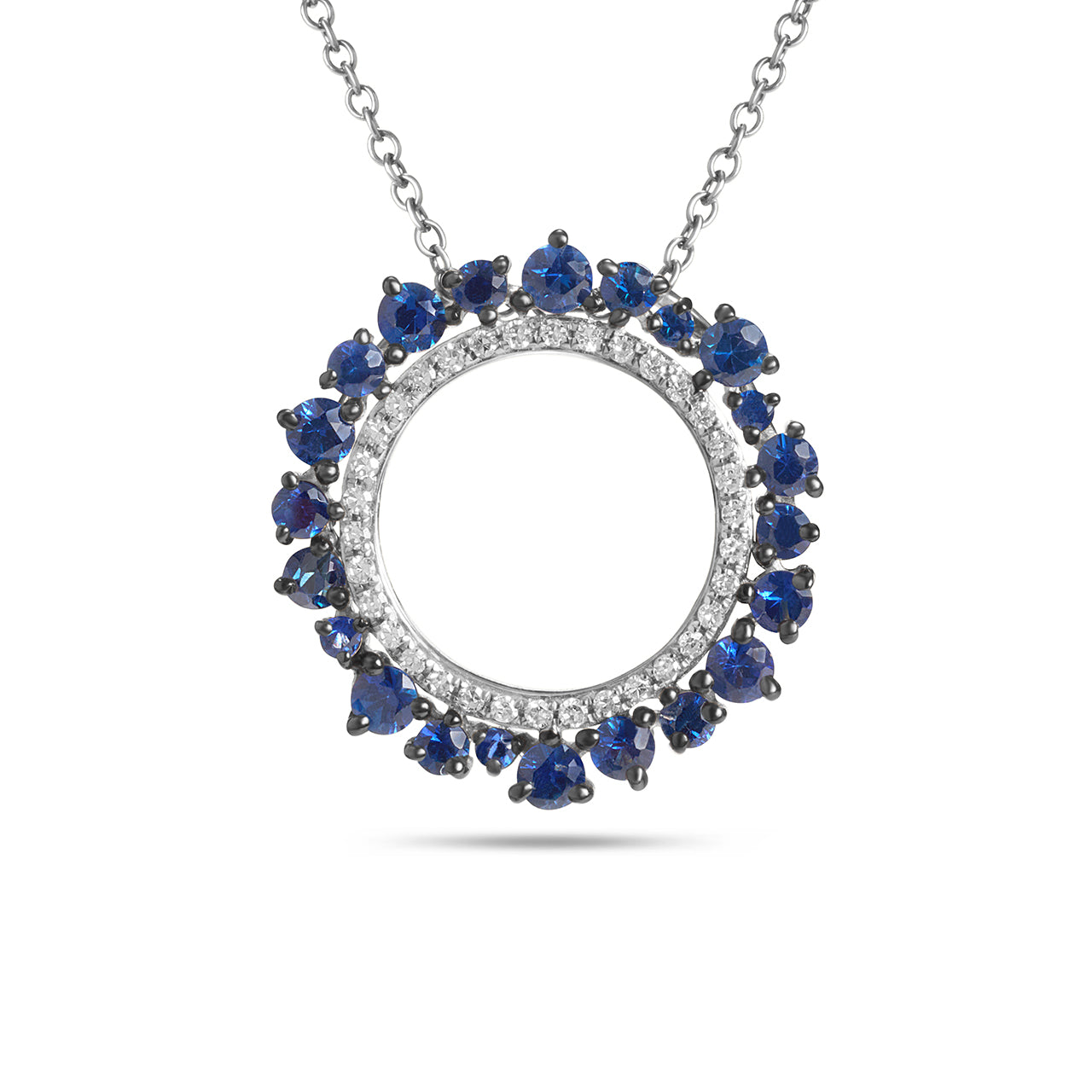 Sapphire & Diamond Circle Necklace