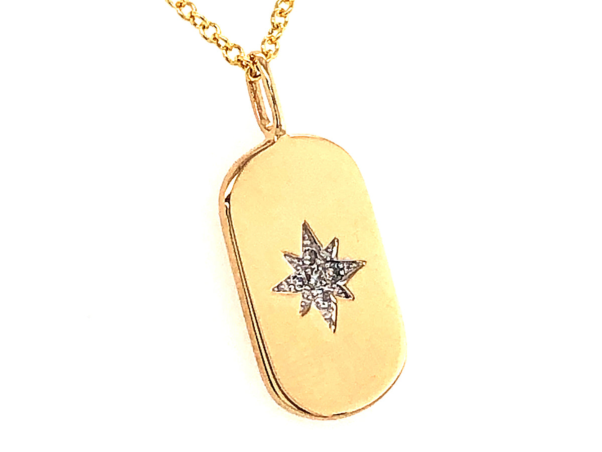 DIAMOND STAR DOG TAG PENDANT, 14KY (N)