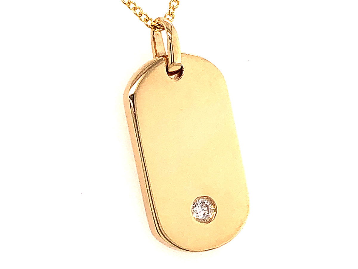 DIAMOND SOLITAIRE DOG TAG PENDANT, 14KY (N)