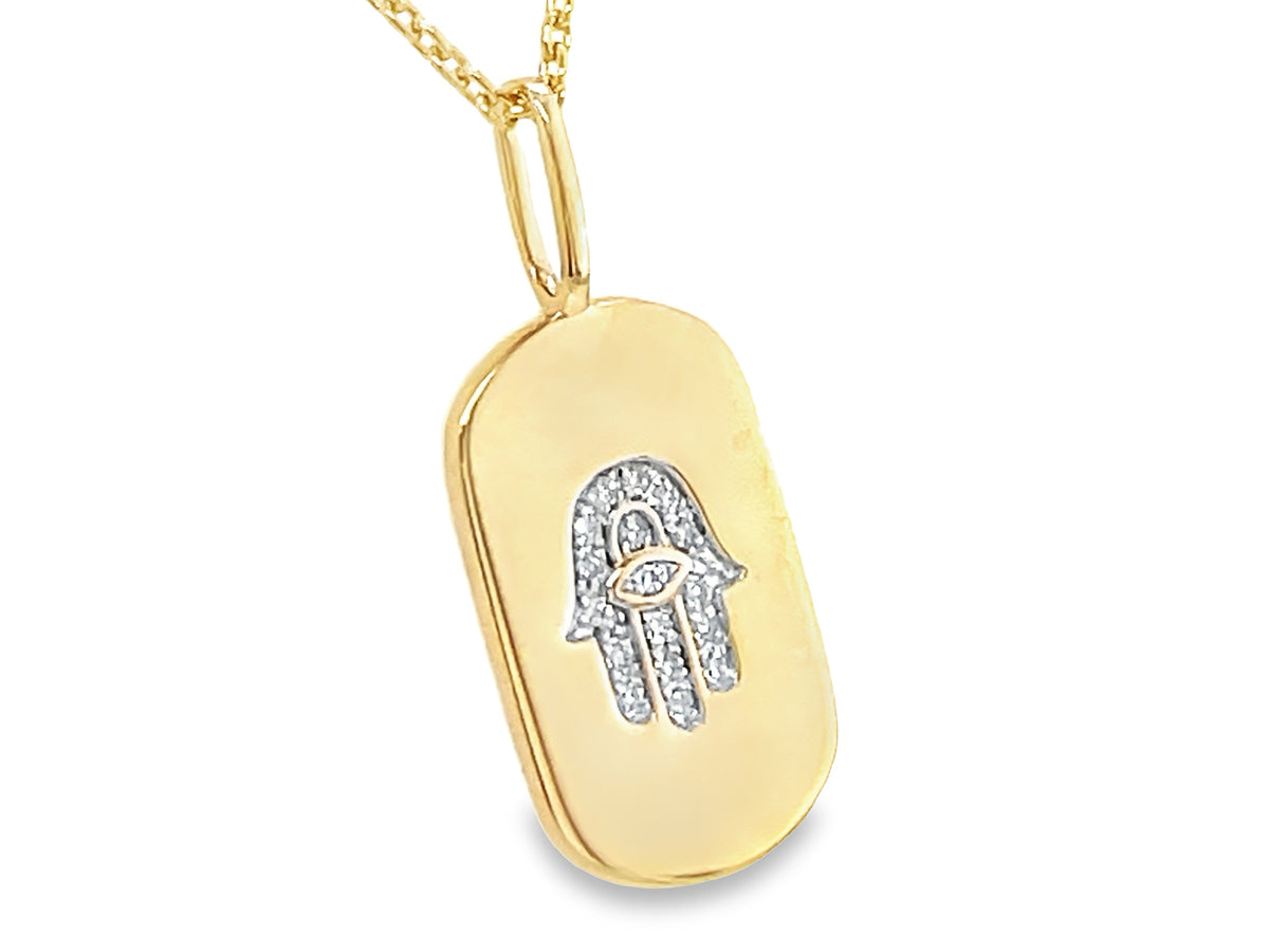 DIAMOND HAMSA & EYE PENDANT
