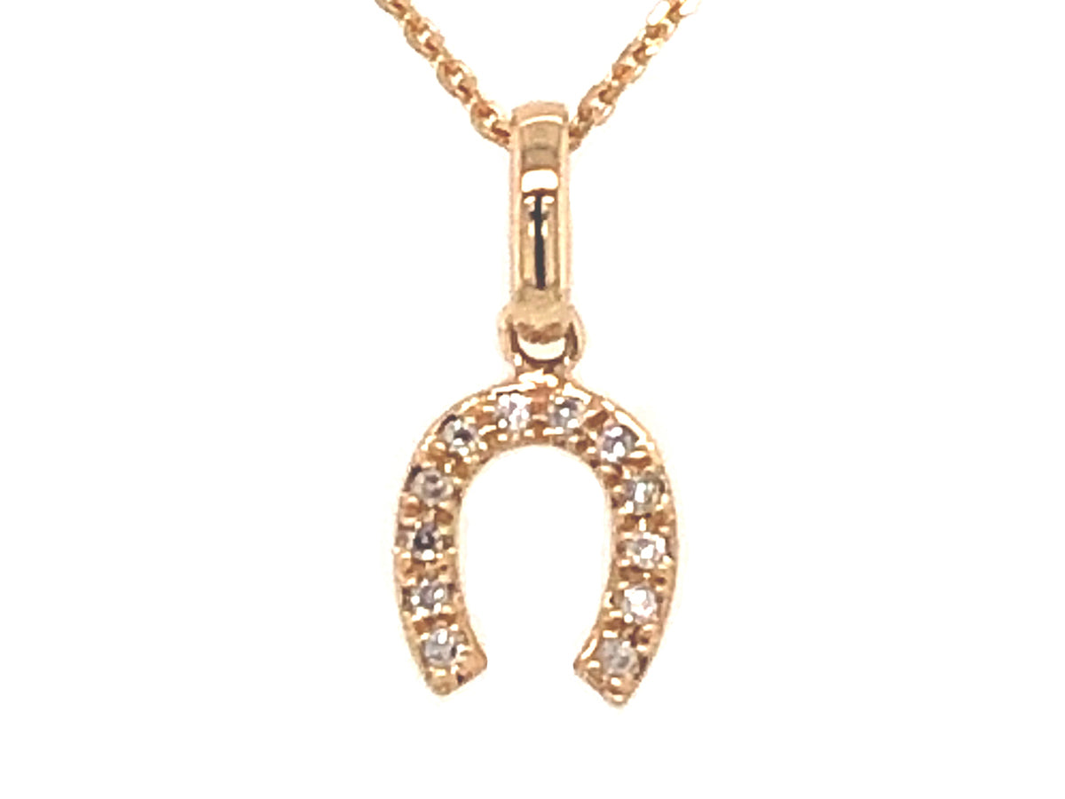 DIAMOND HORSESHOE CHARM PENDANT, 14KY (N)