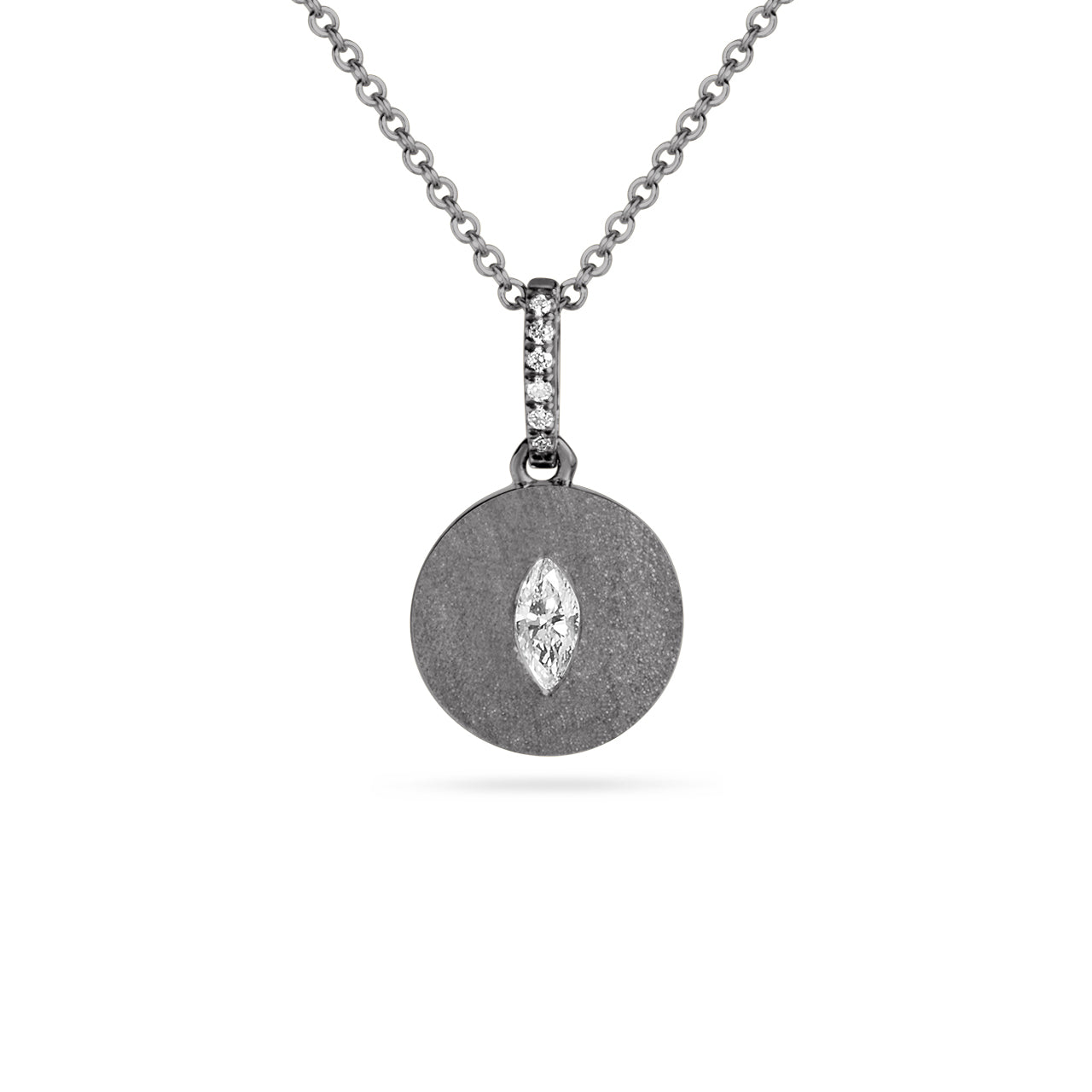 Diamond Marquise Flush Disc Necklace