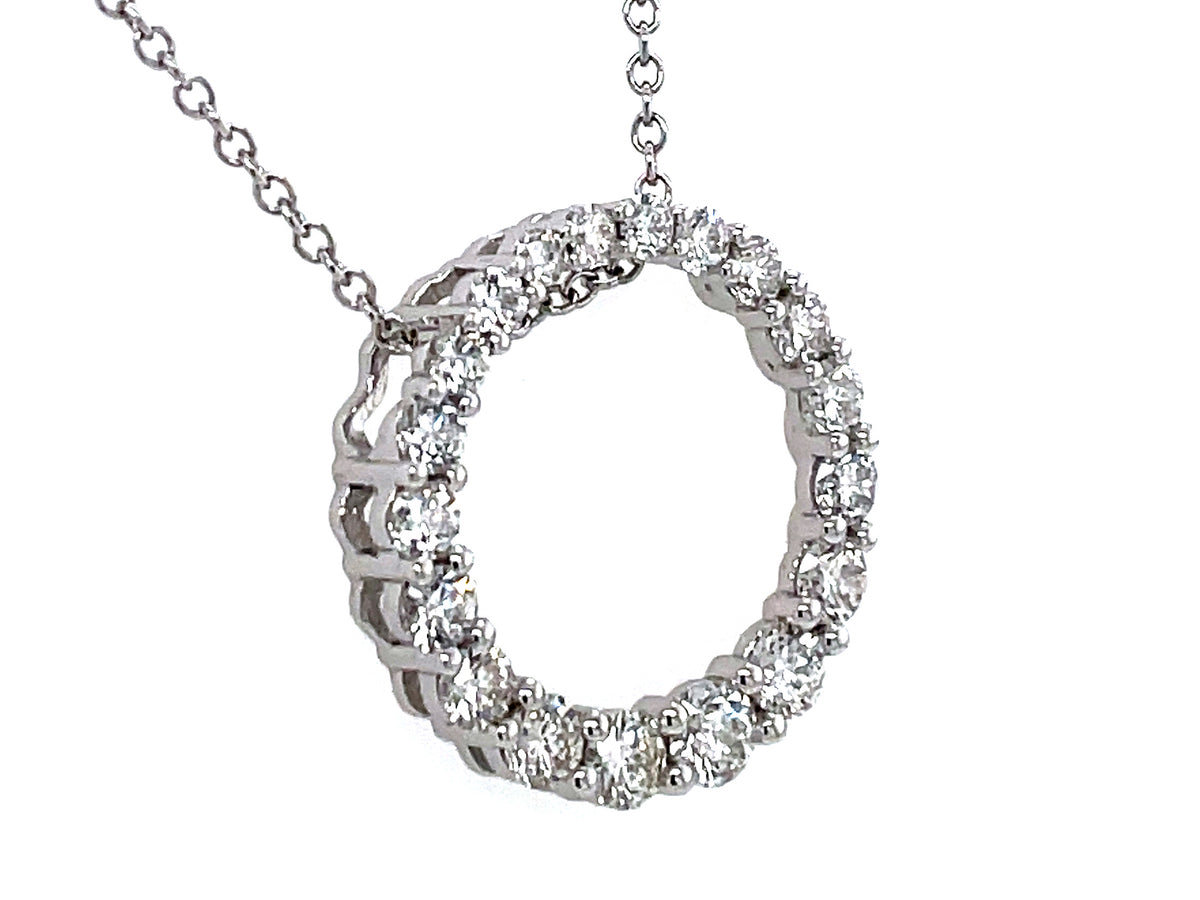 DIAMOND CIRCLE PENDANT, 16.5MM, TAPERED, 16" CHAIN