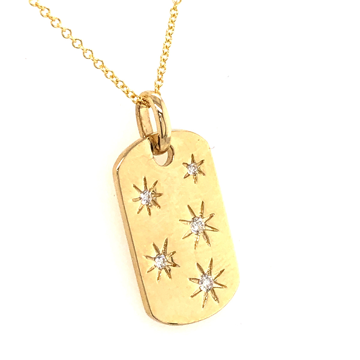 DIAMOND SCATTER STARS DOG TAG PENDANT, 14KY (N)
