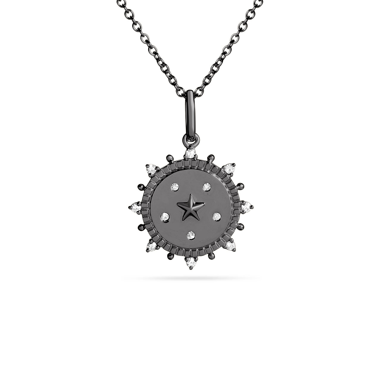 Diamond Star Spike 15mm Medallion Necklace