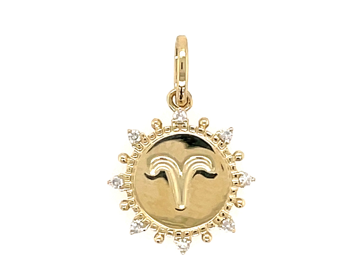 DIAMOND PENDANT, ARIES SIGN, NO CHAIN, 14KY (N)