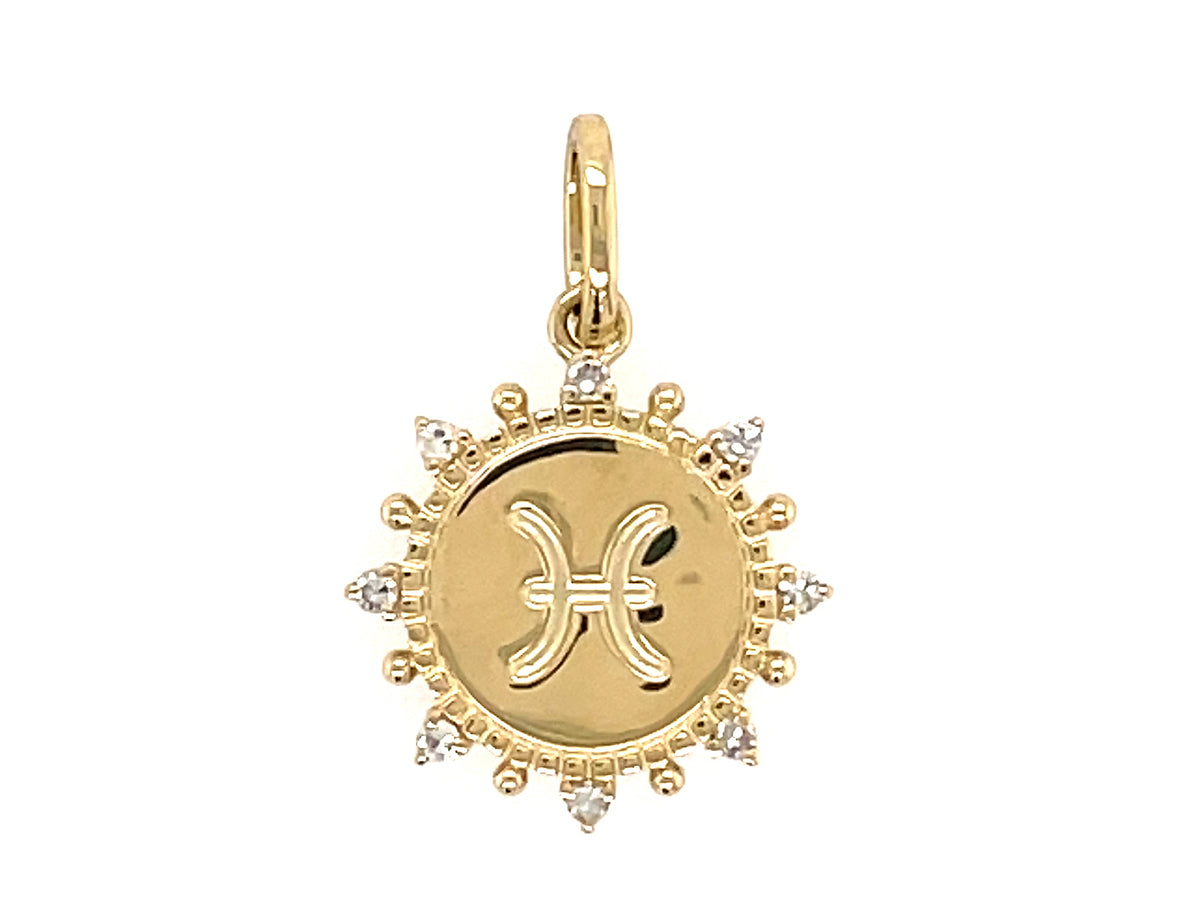 DIAMOND PENDANT, PISCES SIGN, NO CHAIN, 14KY (N)
