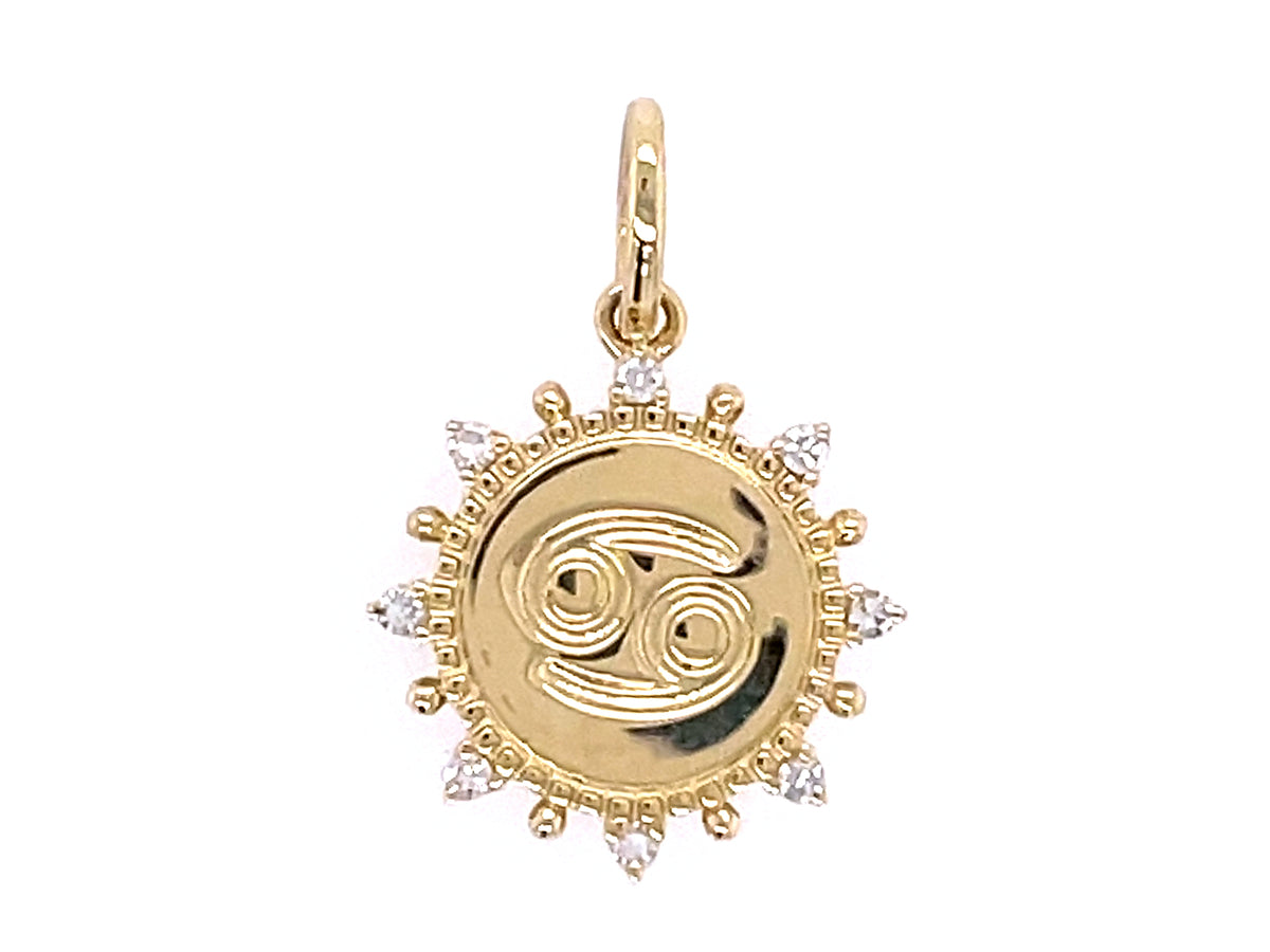 DIAMOND PENDANT, CANCER SIGN, NO CHAIN, 14KY (N)