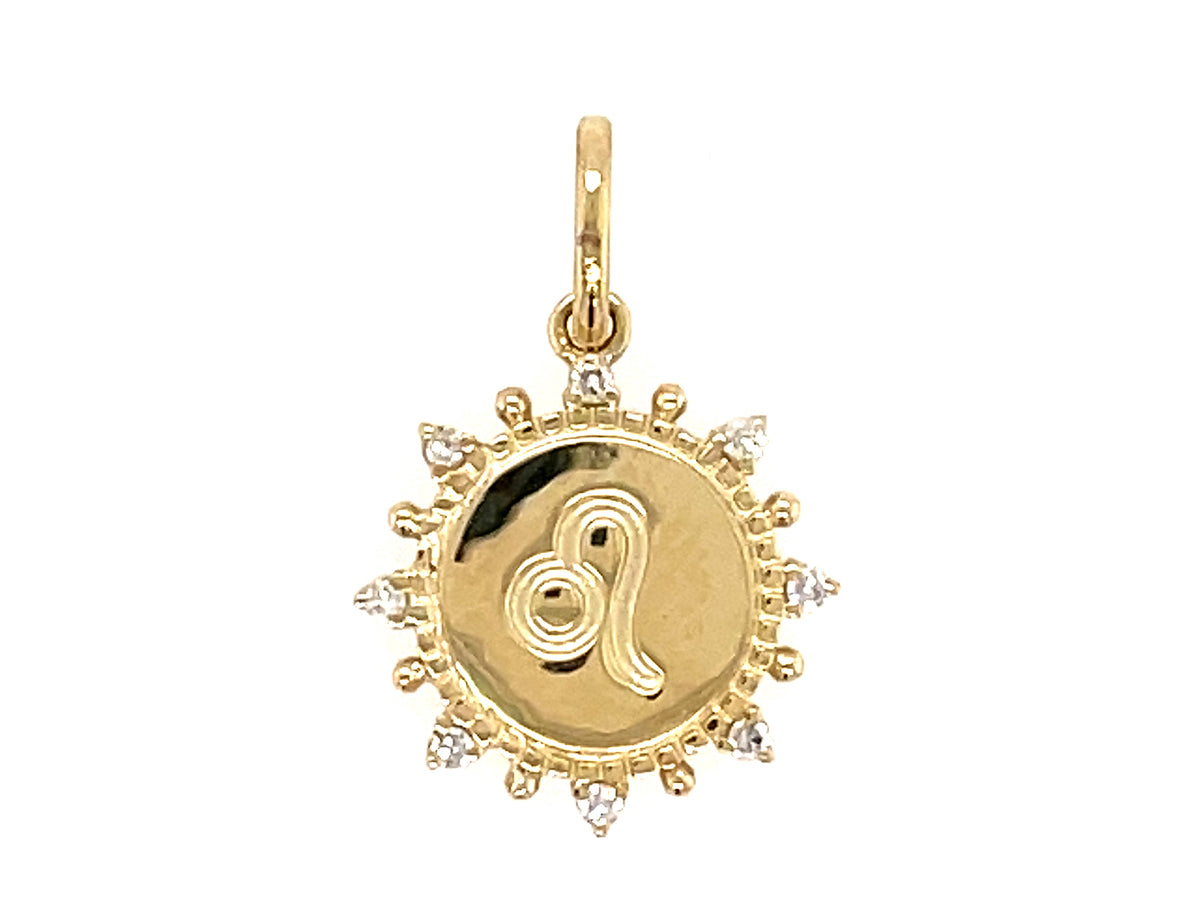 DIAMOND PENDANT, LEO SIGN, NO CHAIN, 14KY (N)