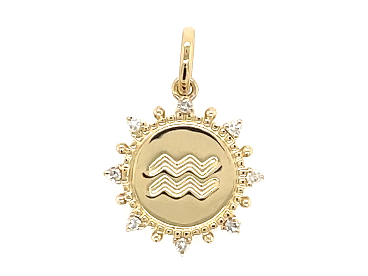 DIAMOND PENDANT, AQUARIUS SIGN, NO CHAIN, 14KY (N)