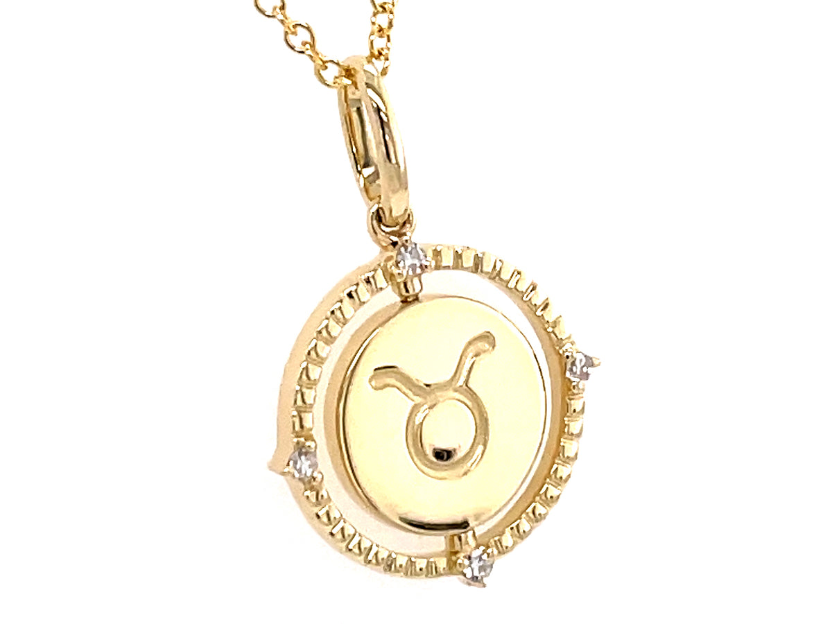 DIAMOND TAURUS FLIP DISC PENDANT