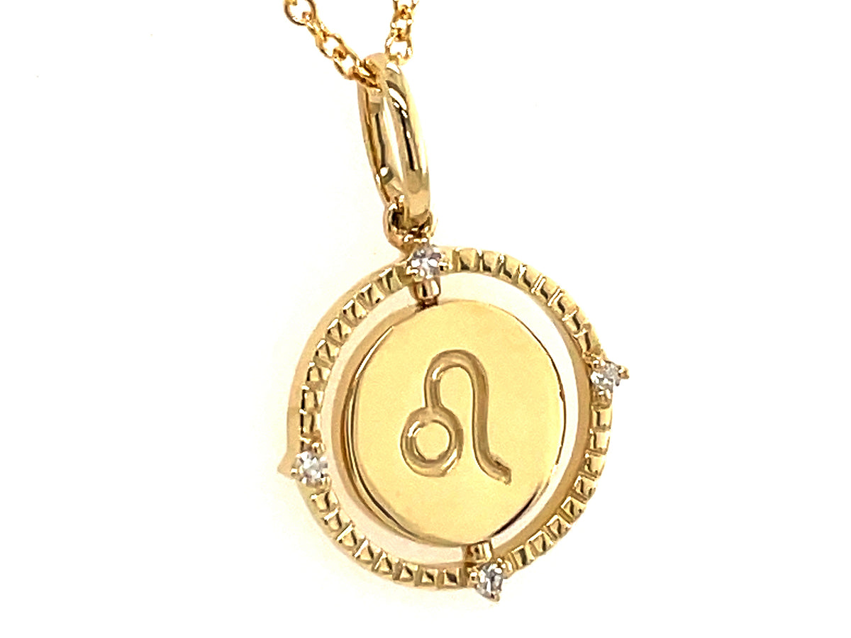 Diamond Leo Flip Disc Pendant