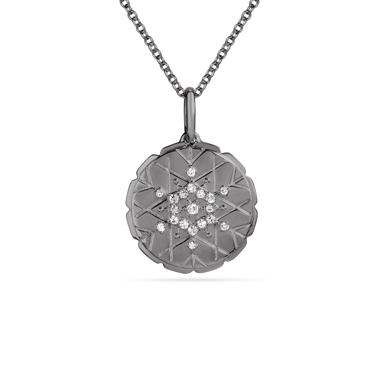 Diamond Snowflake 15mm Medallion Necklace