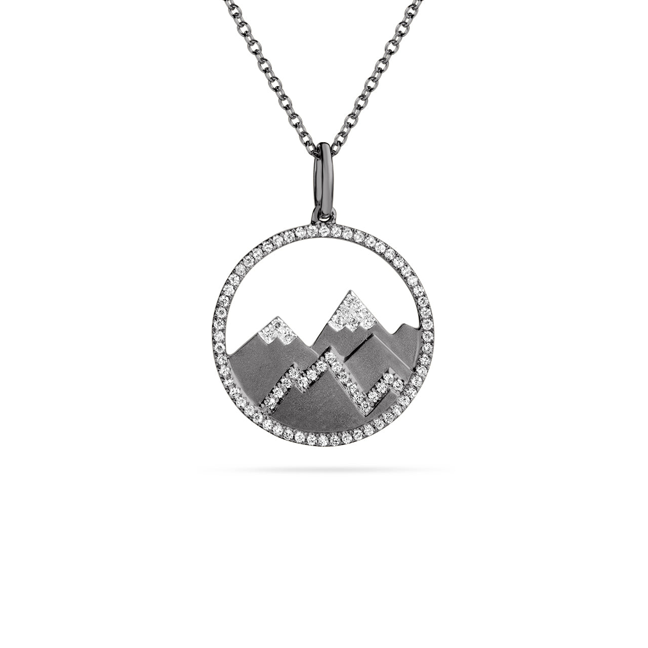 Diamond Mountain 18mm Medallion Necklace