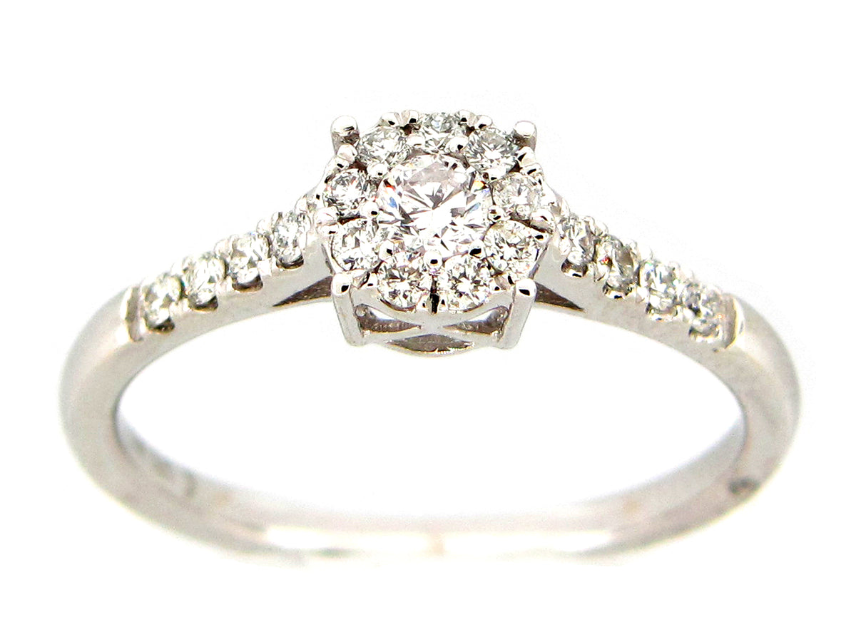 DIAMOND CLUSTER ENGAGEMENT RING, 14KW (N)