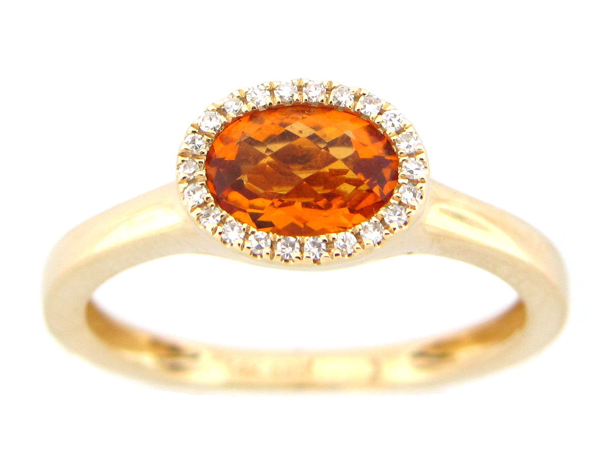 CITRINE & DIAMOND RING, 14KY (H)