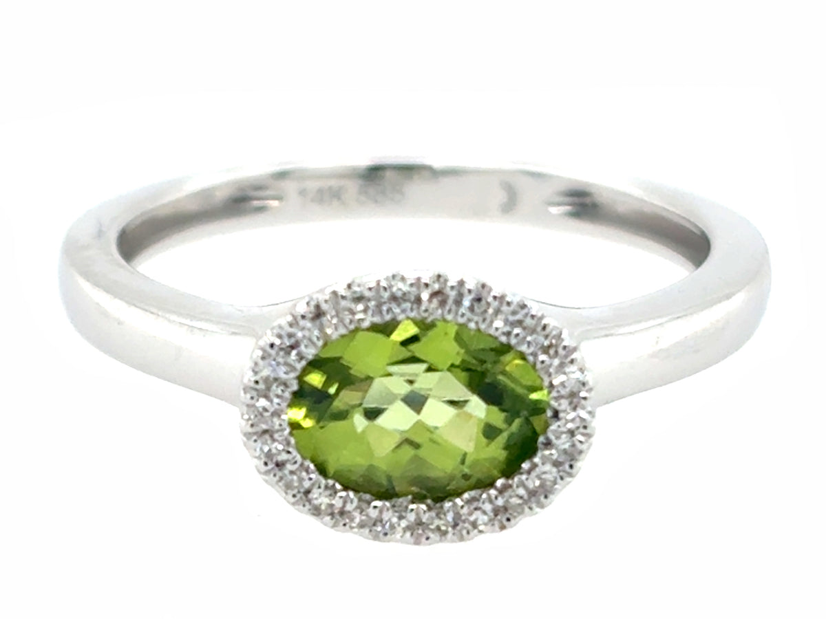 Peridot Diamond Ring, 14kw (N)