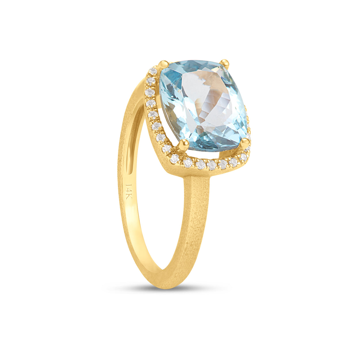 Cushion Aquamarine & Diamond Ring