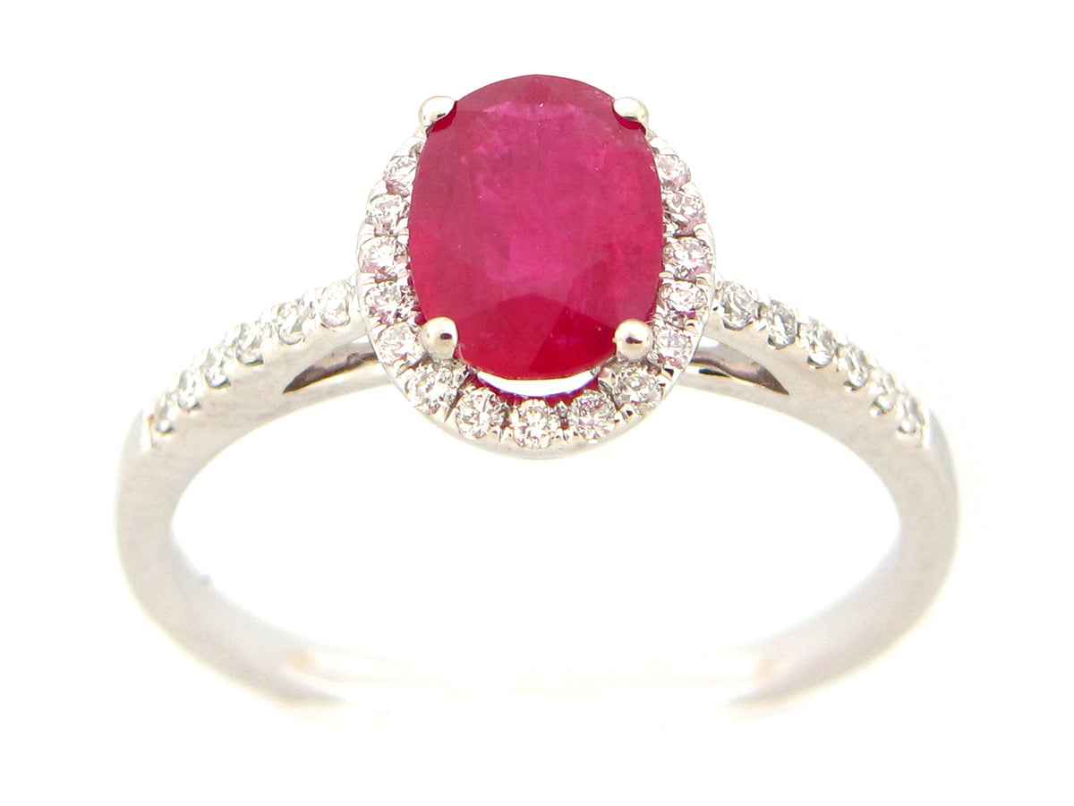 RUBY & DIAMOND RING, 14KW (H)