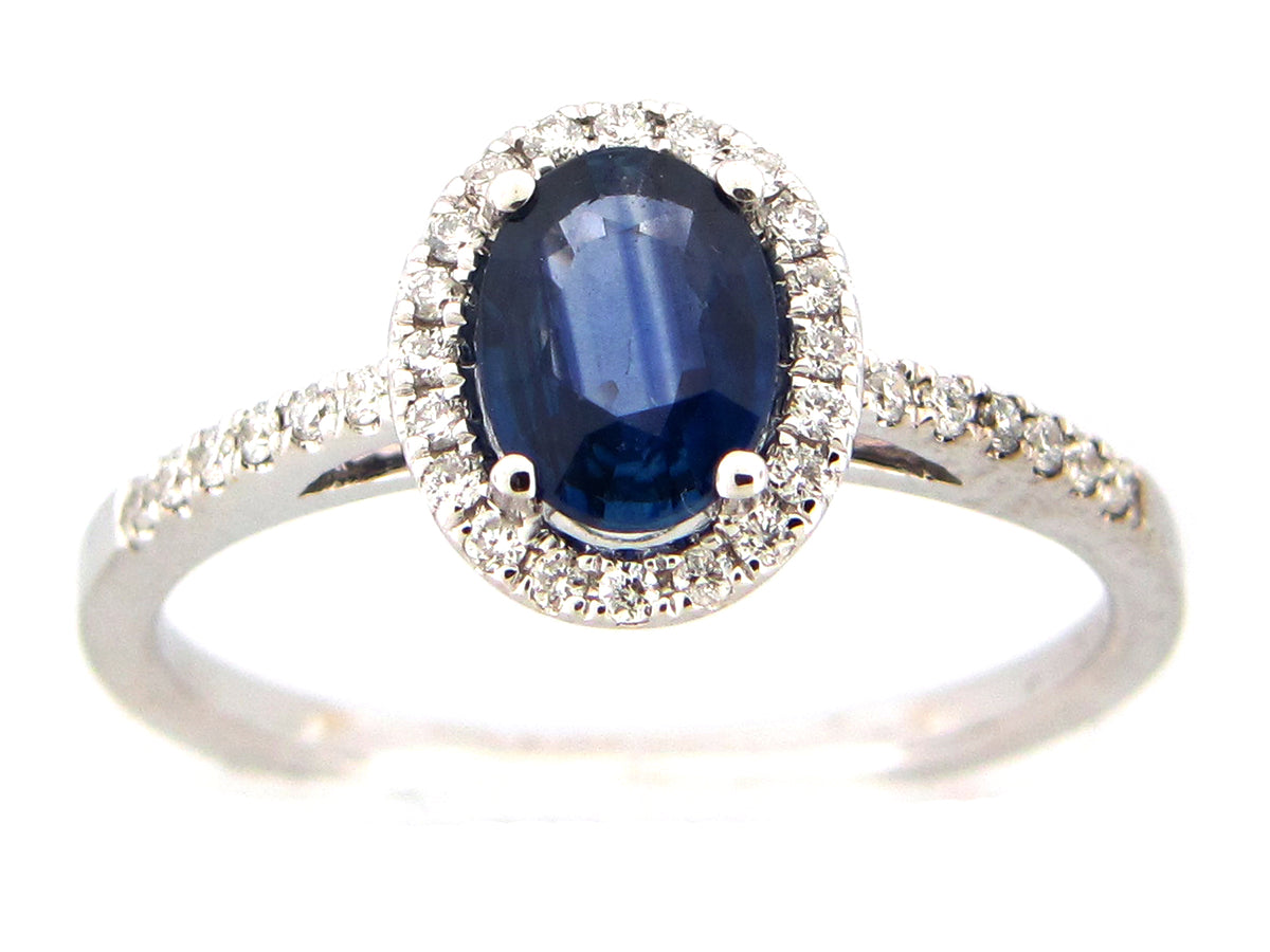 SAPPHIRE & DIAMOND RING, 14KW (H)