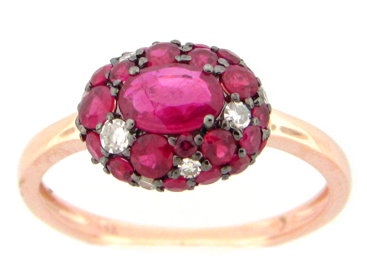 RUBY & DIAMOND RING, 14KR (H)