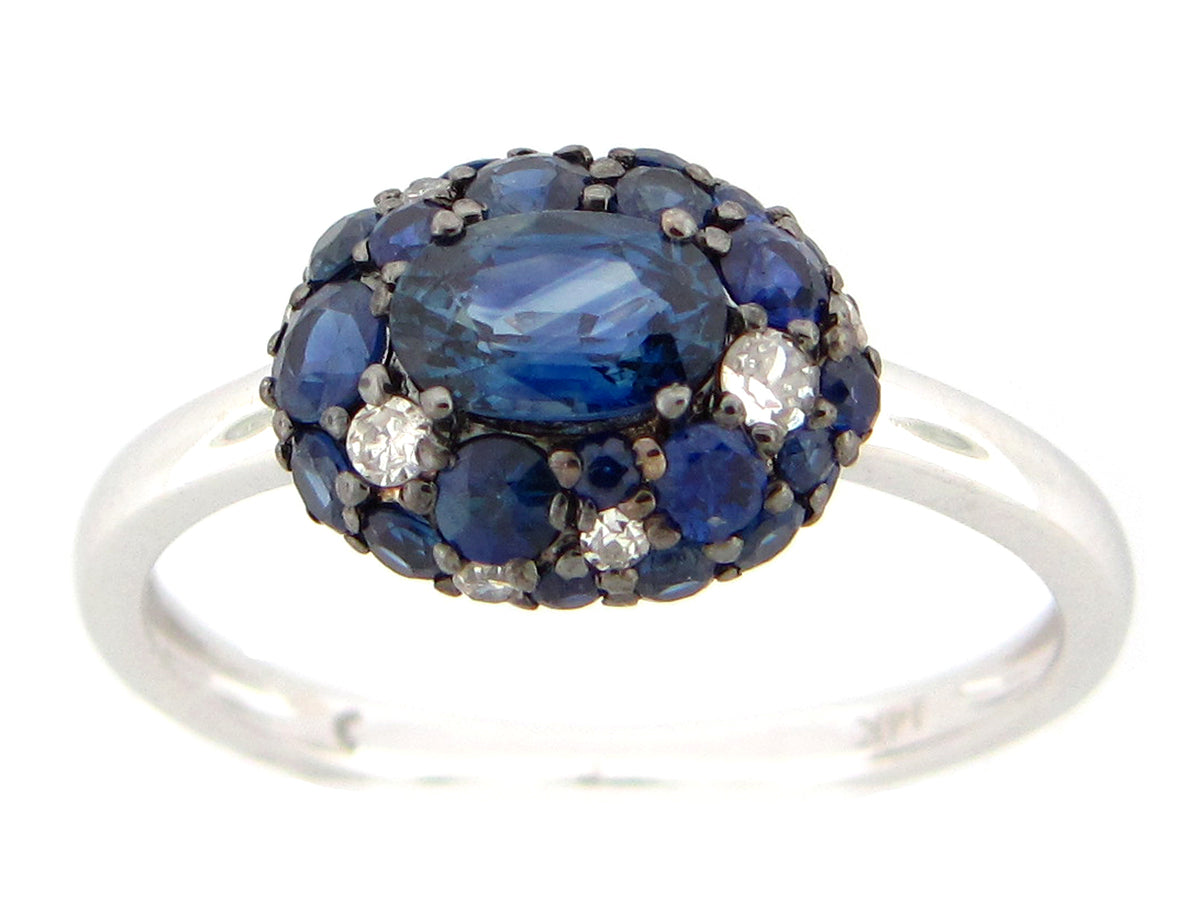SAPPHIRE & DIAMOND RING, 14KW (H)
