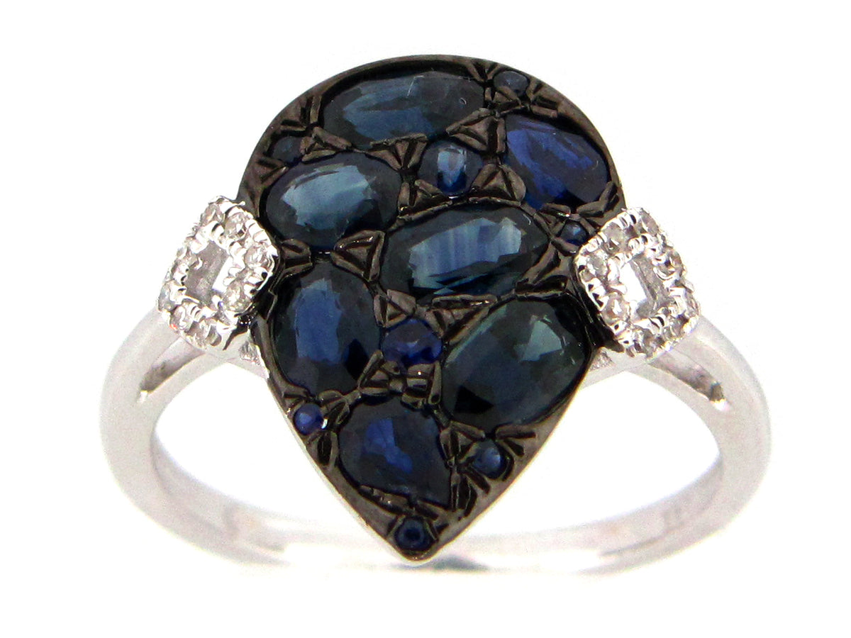SAPPHIRE & DIAMOND RING, 14KW (H)
