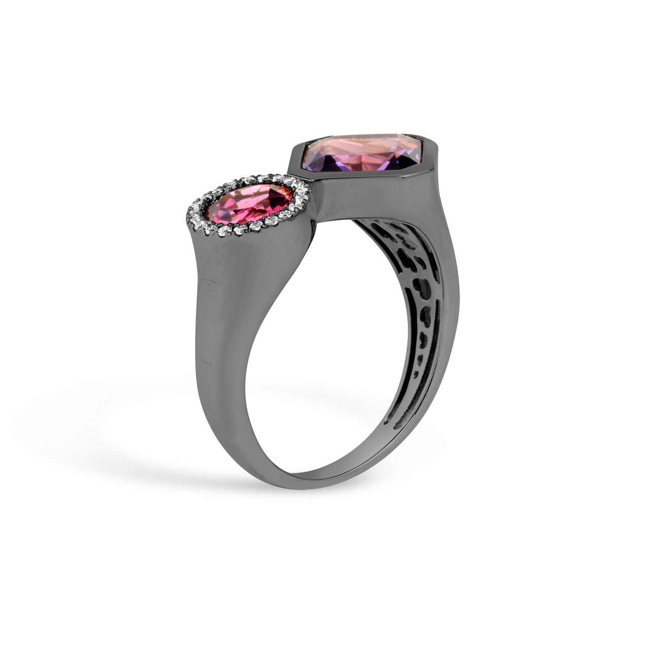 Amethyst & Rhodolite Toi Et Moi Ring