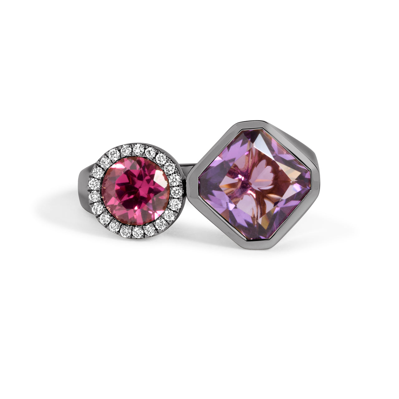 Amethyst & Rhodolite Toi Et Moi Ring
