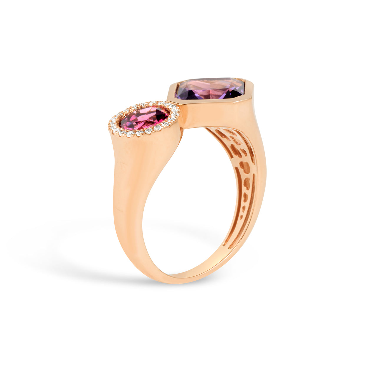 Amethyst & Rhodolite Toi Et Moi Ring