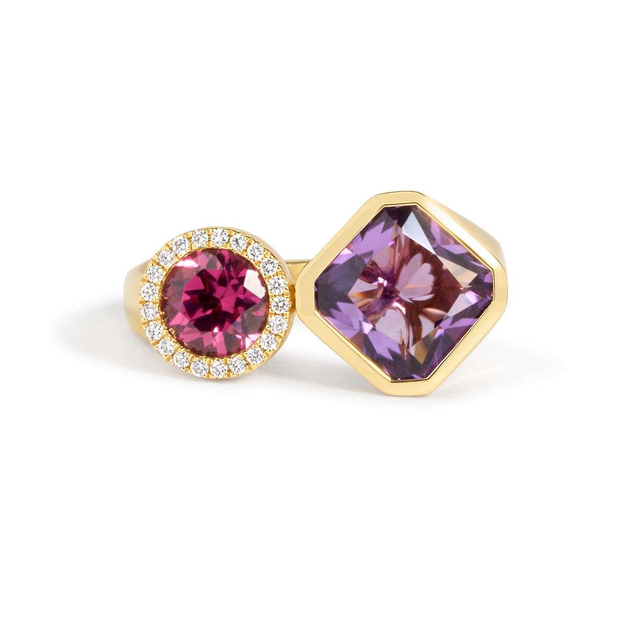Amethyst & Rhodolite Toi Et Moi Ring