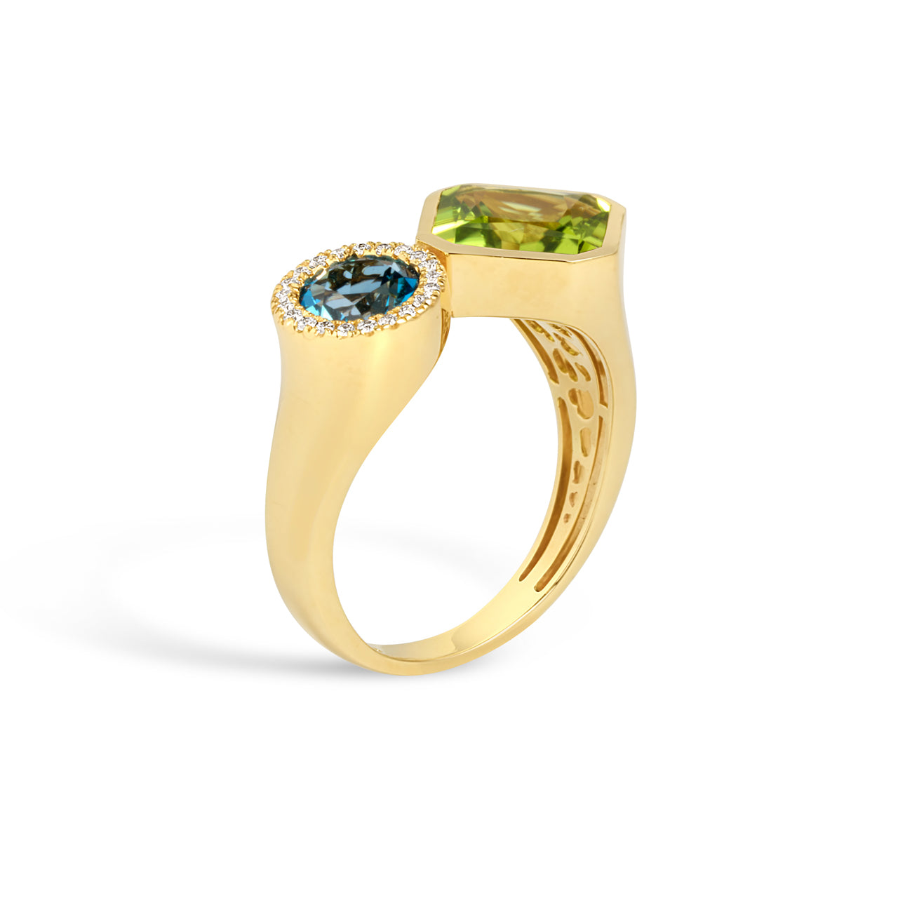 Peridot & Blue Topaz Toi Et Moi Ring