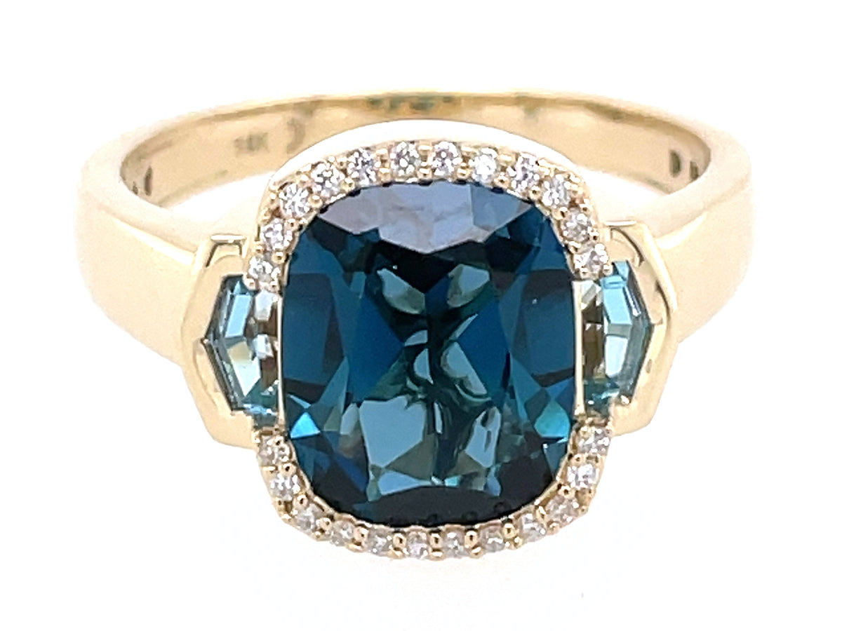 BLUE TOPAZ & DIAMOND RING