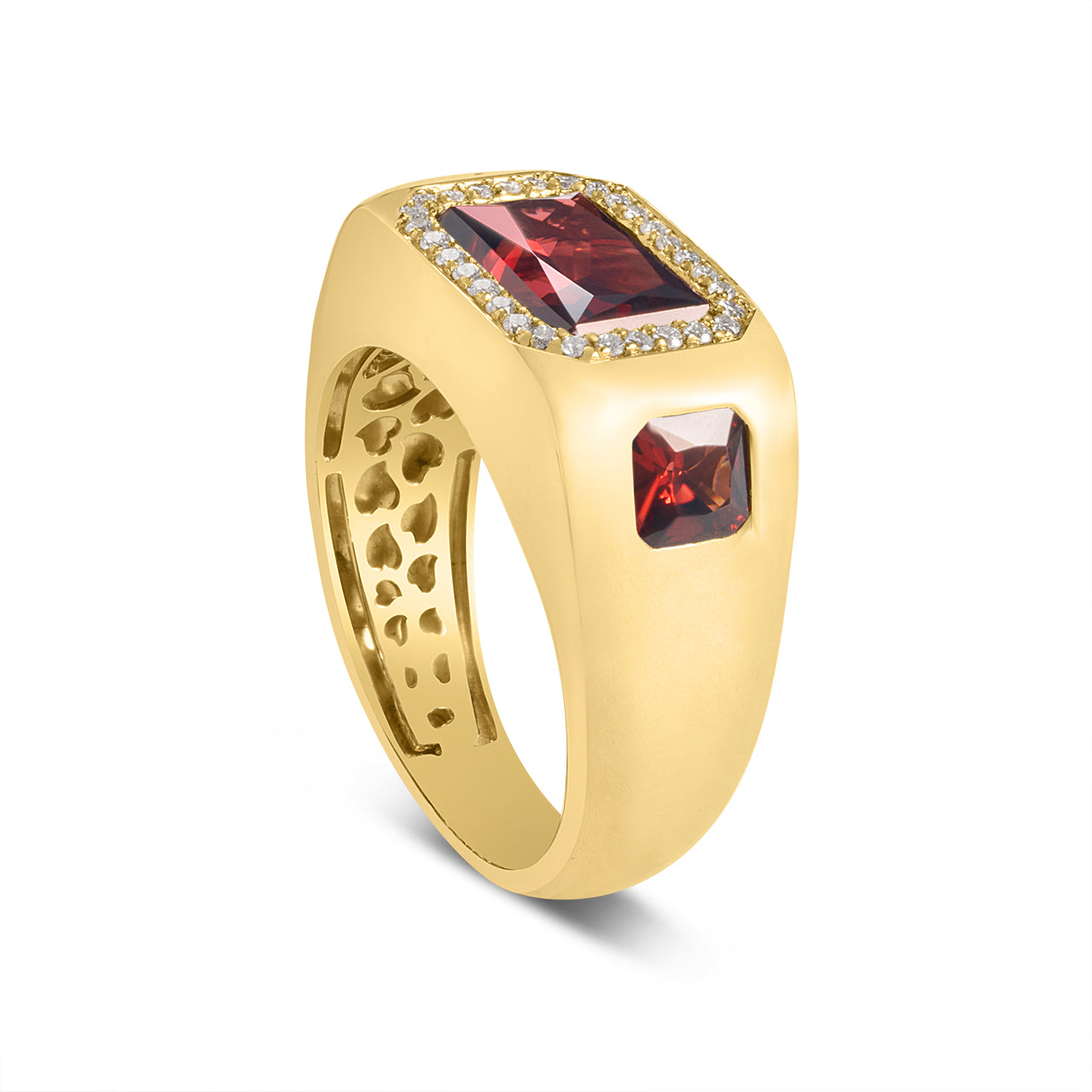 Garnet & Diamond Signet Ring