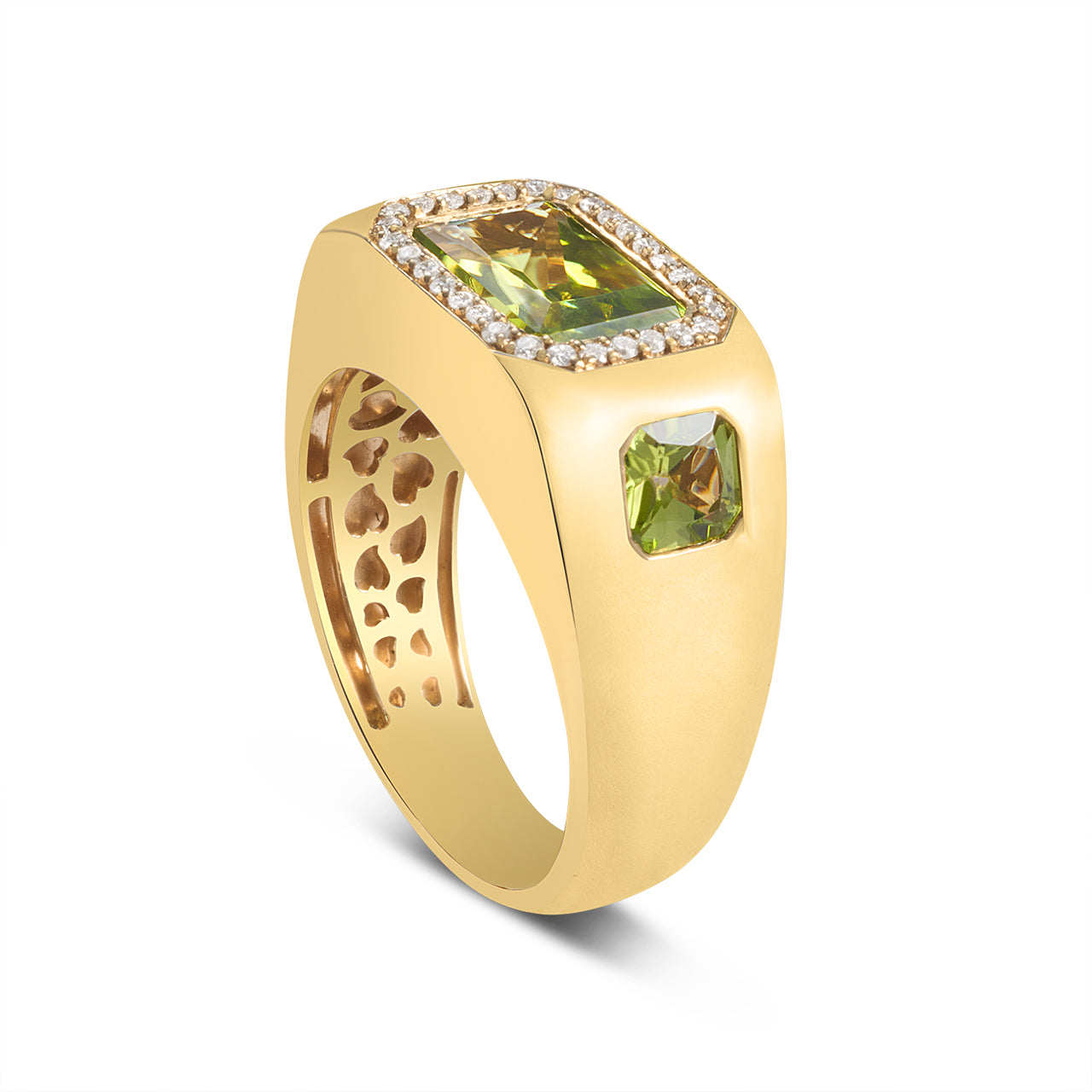 Peridot & Diamond Signet Ring
